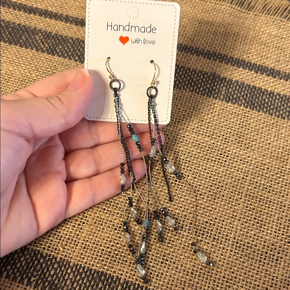 [Peace of Tibet] Black/Gold Dangle Earrings